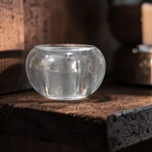 Elements Art Glass Donut‎ Candle Votive, Crystal Clear Bowl, Replacement Decor